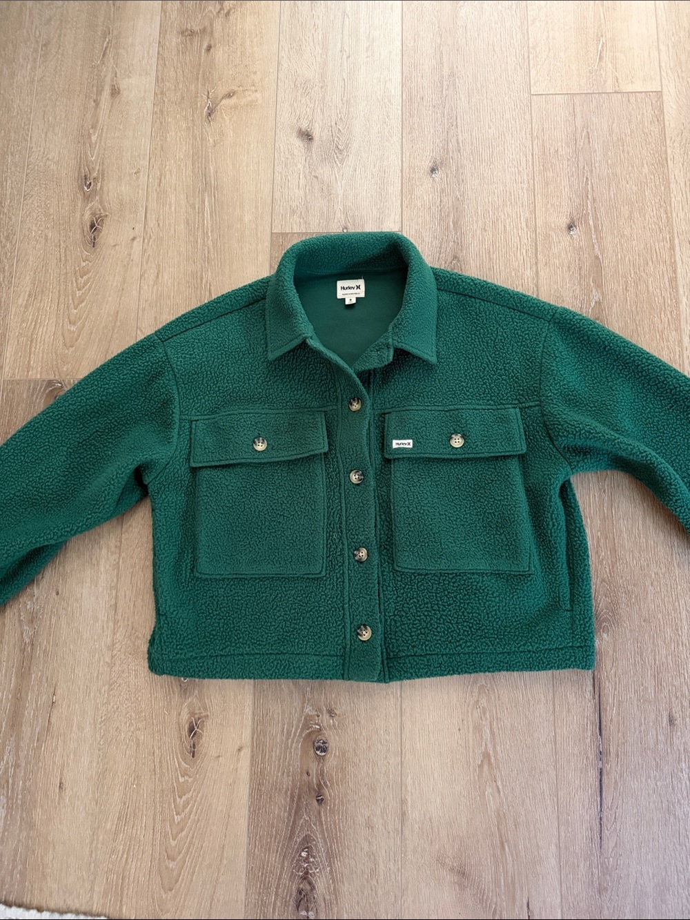 Hurley Deep Teal Fleece Button-Up Shacket